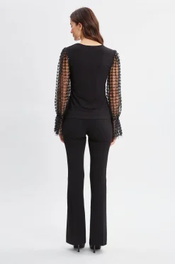 Elie Tahari Tops & Sweaters-Sequin Sleeve Knit Noir