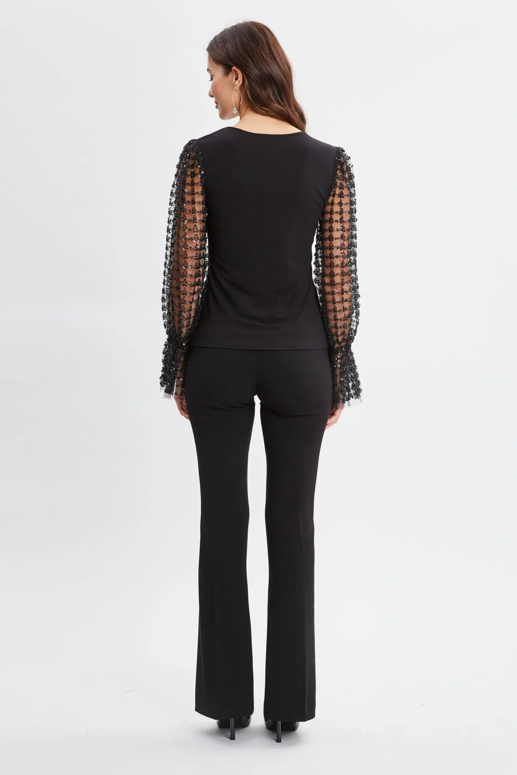 Elie Tahari Tops & Sweaters-Sequin Sleeve Knit Noir