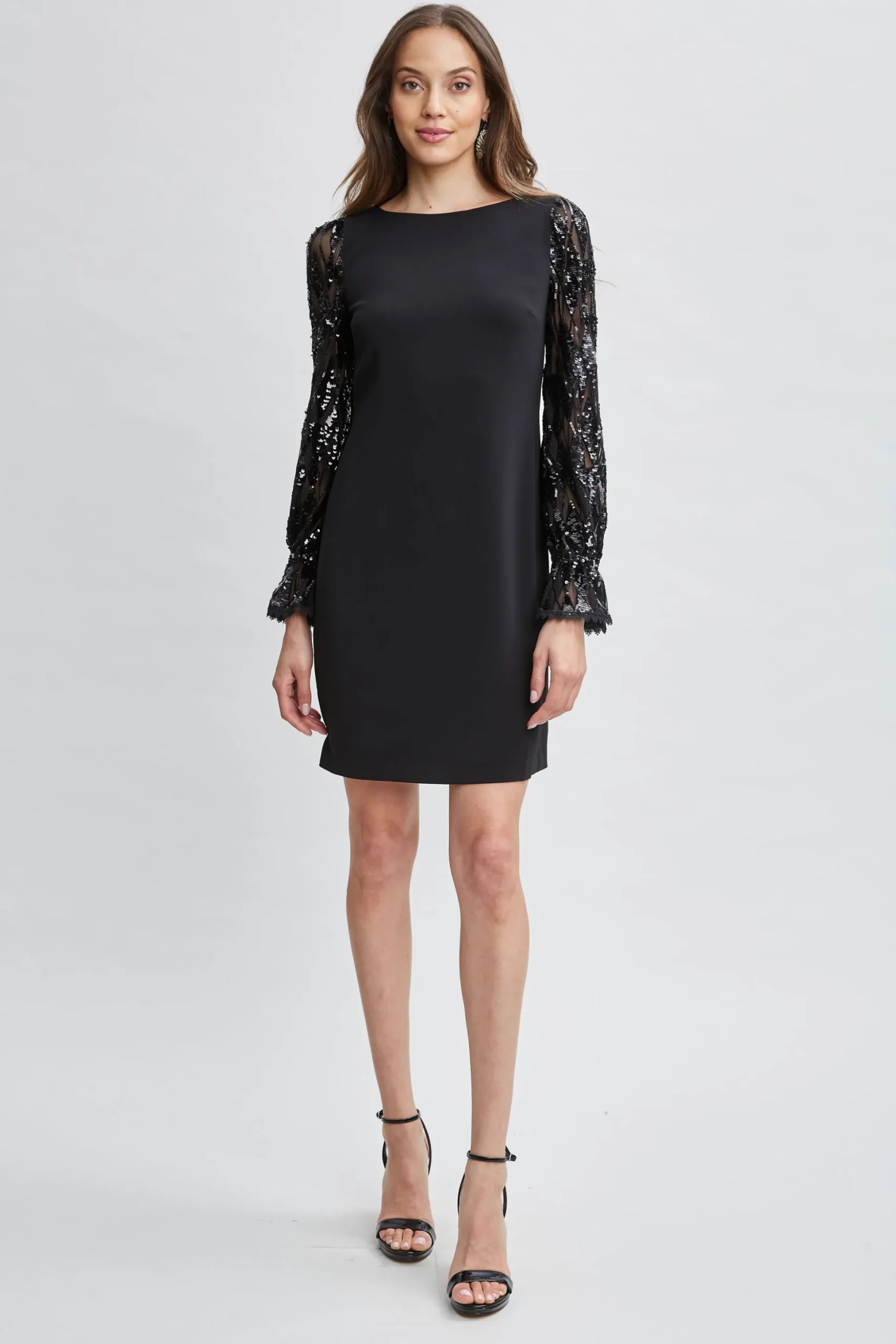 Elie Tahari Dresses & Jumpsuits-Sequin Sleeve Shift Dress BLACK