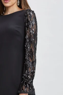 Elie Tahari Dresses & Jumpsuits-Sequin Sleeve Shift Dress BLACK
