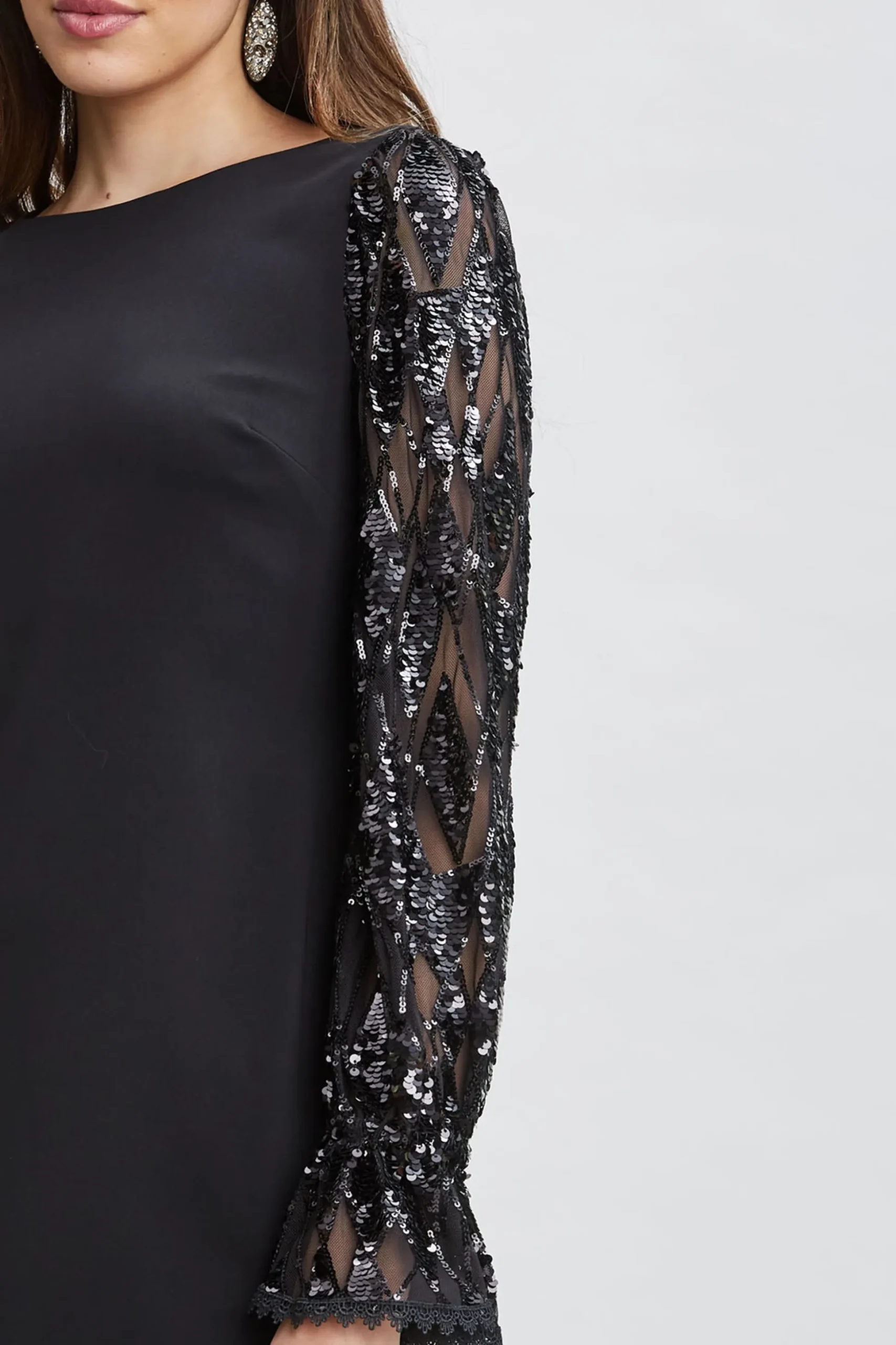 Elie Tahari Dresses & Jumpsuits-Sequin Sleeve Shift Dress BLACK