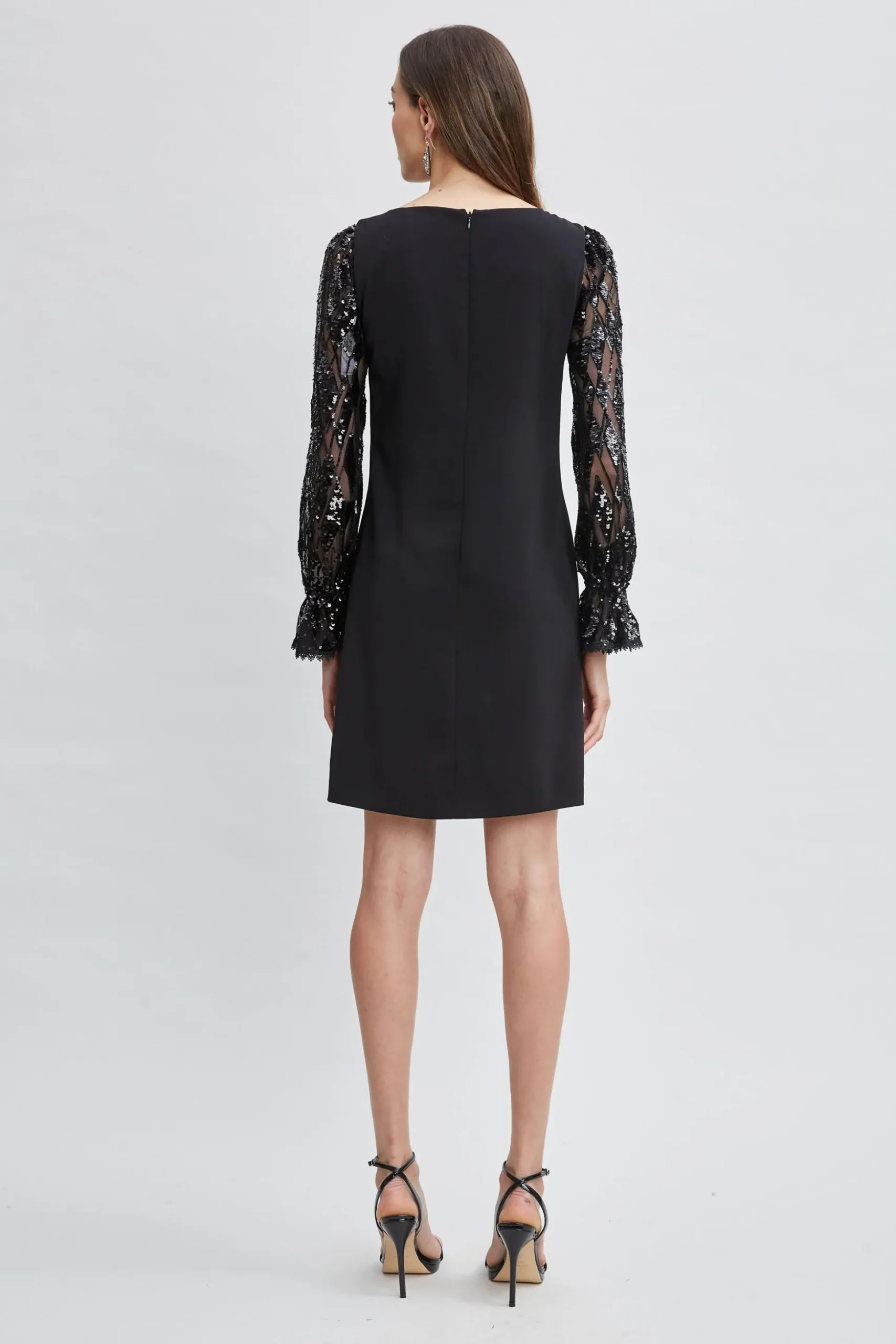 Elie Tahari Dresses & Jumpsuits-Sequin Sleeve Shift Dress BLACK