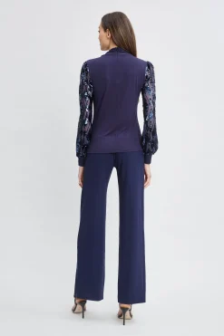 Elie Tahari Tops & Sweaters-Sequin Sleeve Twist Neck Knit STARGAZER