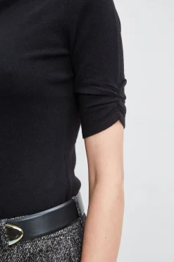 Elie Tahari Tops & Sweaters-Short Sleeve Cashmere Wool Sweater BLACK