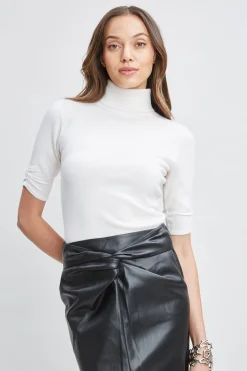 Elie Tahari Tops & Sweaters-Short Sleeve Cashmere Wool Sweater SNOW