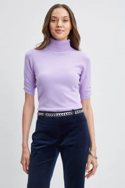 Elie Tahari Tops & Sweaters-Short Sleeve Cashmere Wool Sweater LAVENDER