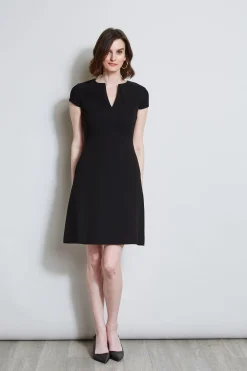 Elie Tahari Dresses & Jumpsuits|Short Sleeve Dresses-Short Sleeve Dart Dress BLACK