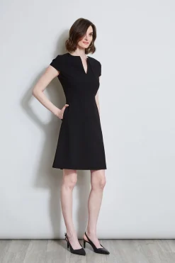 Elie Tahari Dresses & Jumpsuits|Short Sleeve Dresses-Short Sleeve Dart Dress BLACK