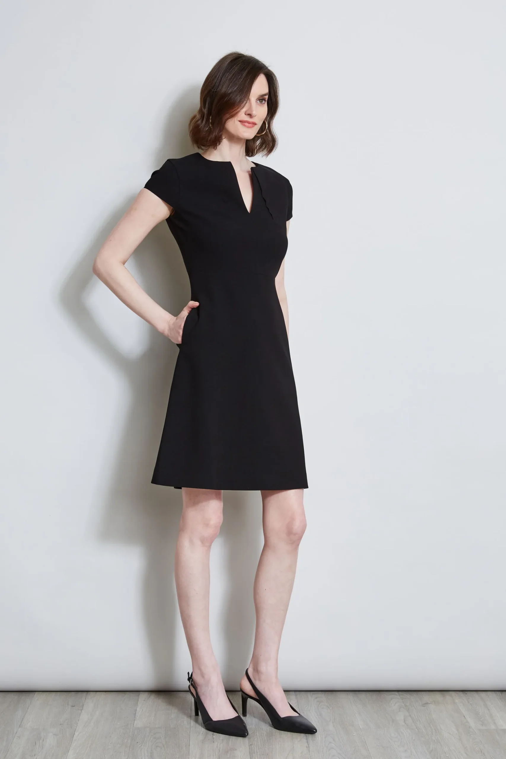 Elie Tahari Dresses & Jumpsuits|Short Sleeve Dresses-Short Sleeve Dart Dress BLACK