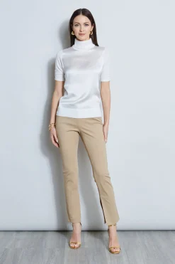 Elie Tahari Tops & Sweaters-Short Sleeve Satin Front Sweater FRESHPEARL