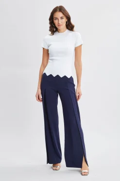 Elie Tahari Tops & Sweaters-Short Sleeve Scallop Sweater PEARL