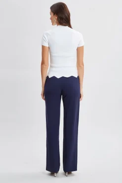 Elie Tahari Tops & Sweaters-Short Sleeve Scallop Sweater PEARL