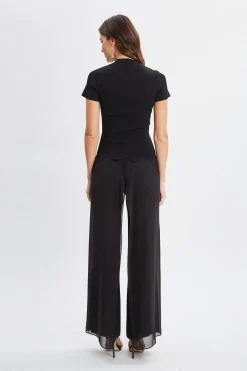 Elie Tahari Tops & Sweaters-Short Sleeve Scallop Sweater BLACK