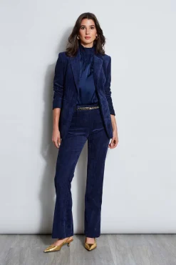 Elie Tahari Tops & Sweaters|Suiting-Short Sleeve Silk Satin Smocked Shirt GALAXYNAVY