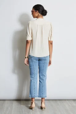 Elie Tahari Tops & Sweaters-Short Sleeve Silk Utility Shirt DRIFTWOOD