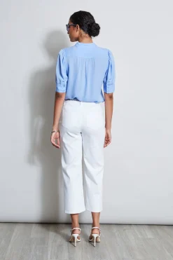 Elie Tahari Tops & Sweaters-Short Sleeve Silk Utility Shirt HORIZONBLUE