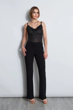 Elie Tahari Bottoms|Suiting-Side Button Crepe Pant BLACK