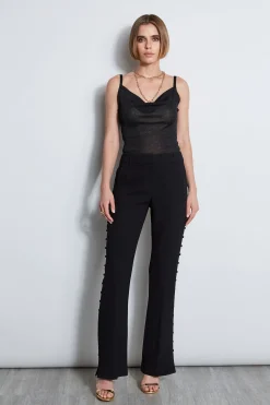 Elie Tahari Bottoms|Suiting-Side Button Crepe Pant BLACK