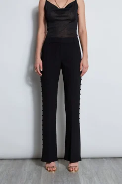 Elie Tahari Bottoms|Suiting-Side Button Crepe Pant BLACK