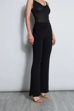 Elie Tahari Bottoms|Suiting-Side Button Crepe Pant BLACK