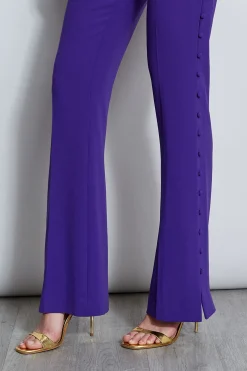 Elie Tahari Bottoms|Suiting-Side Button Crepe Pant GRAPE