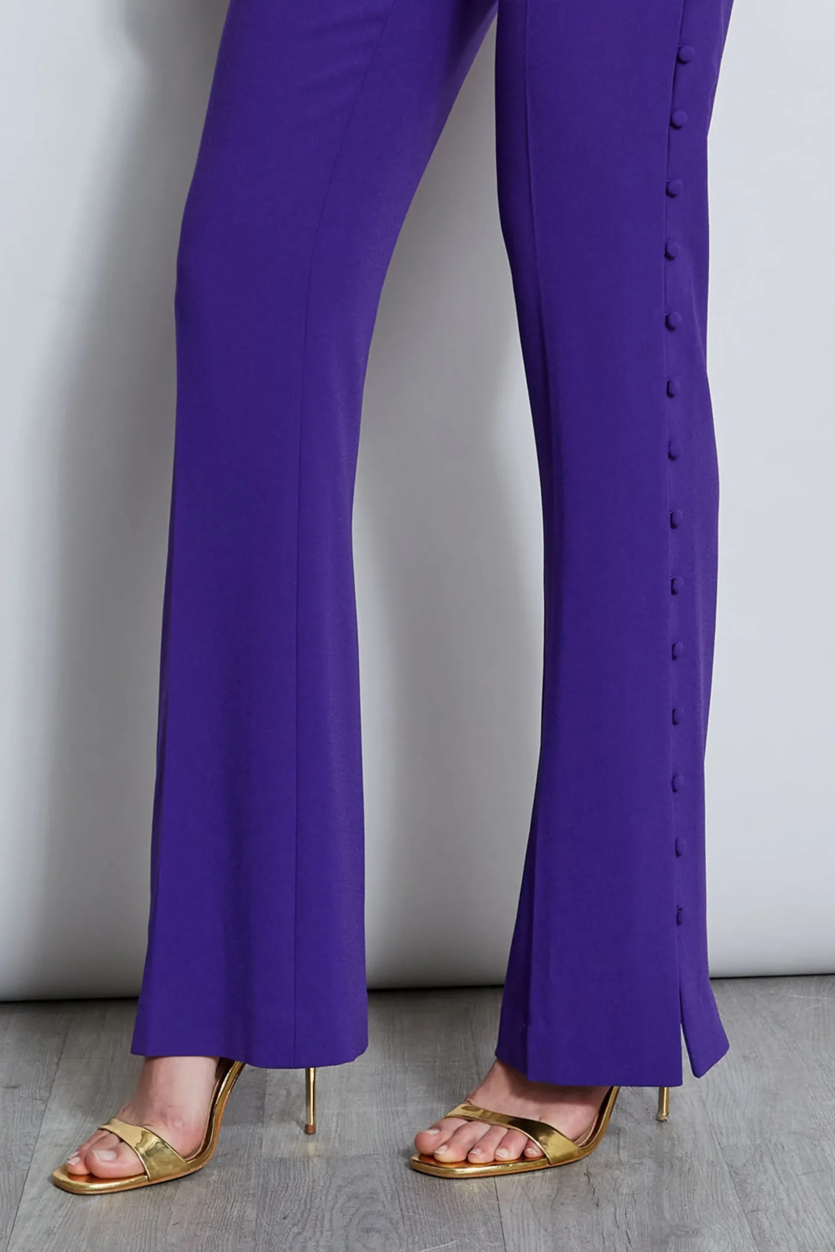 Elie Tahari Bottoms|Suiting-Side Button Crepe Pant GRAPE