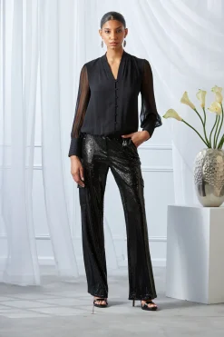 Elie Tahari Tops & Sweaters-Silk Blouson Button Shirt BLACK