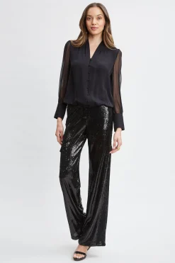 Elie Tahari Tops & Sweaters-Silk Blouson Button Shirt BLACK