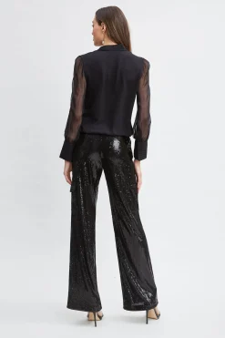 Elie Tahari Tops & Sweaters-Silk Blouson Button Shirt BLACK