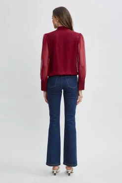 Elie Tahari Tops & Sweaters-Silk Blouson Button Shirt SANGRIA