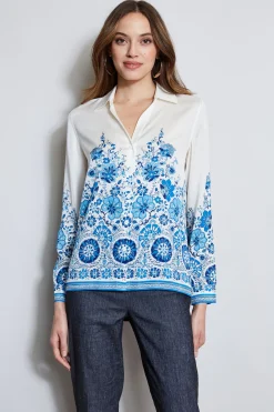 Elie Tahari Tops & Sweaters-Silk Cascade Garden Shirt CASCADEGARDENPRINT