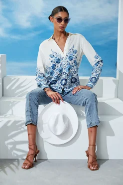 Elie Tahari Tops & Sweaters-Silk Cascade Garden Shirt CASCADEGARDENPRINT