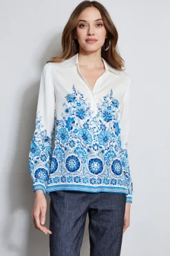 Elie Tahari Tops & Sweaters-Silk Cascade Garden Shirt CASCADEGARDENPRINT