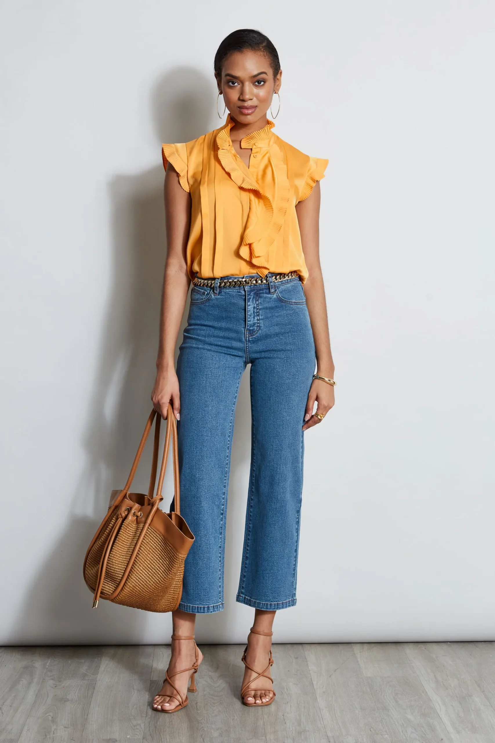 Elie Tahari Tops & Sweaters-Silk Cascade Ruffle Shirt AFTERNOONORANGE