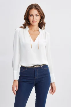 Elie Tahari Tops & Sweaters-Silk Chain Tassel Shirt FRESHPEARL