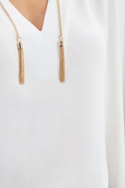 Elie Tahari Tops & Sweaters-Silk Chain Tassel Shirt FRESHPEARL