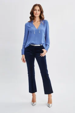 Elie Tahari Tops & Sweaters-Silk Chain Tassel Shirt SLATEBLUE