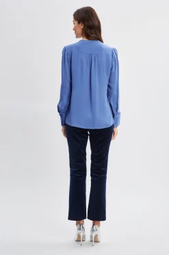 Elie Tahari Tops & Sweaters-Silk Chain Tassel Shirt SLATEBLUE