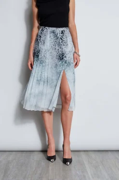 Elie Tahari Bottoms-Silk Chiffon Pleated Cheetah Skirt MULTI