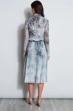Elie Tahari Bottoms-Silk Chiffon Pleated Cheetah Skirt MULTI