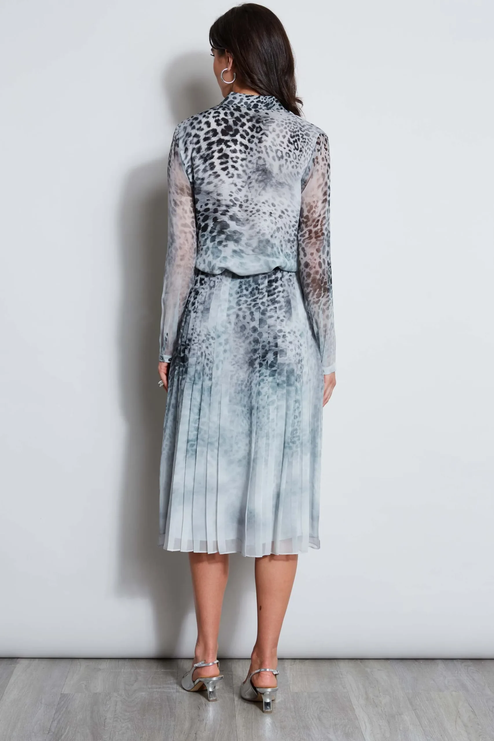 Elie Tahari Bottoms-Silk Chiffon Pleated Cheetah Skirt MULTI