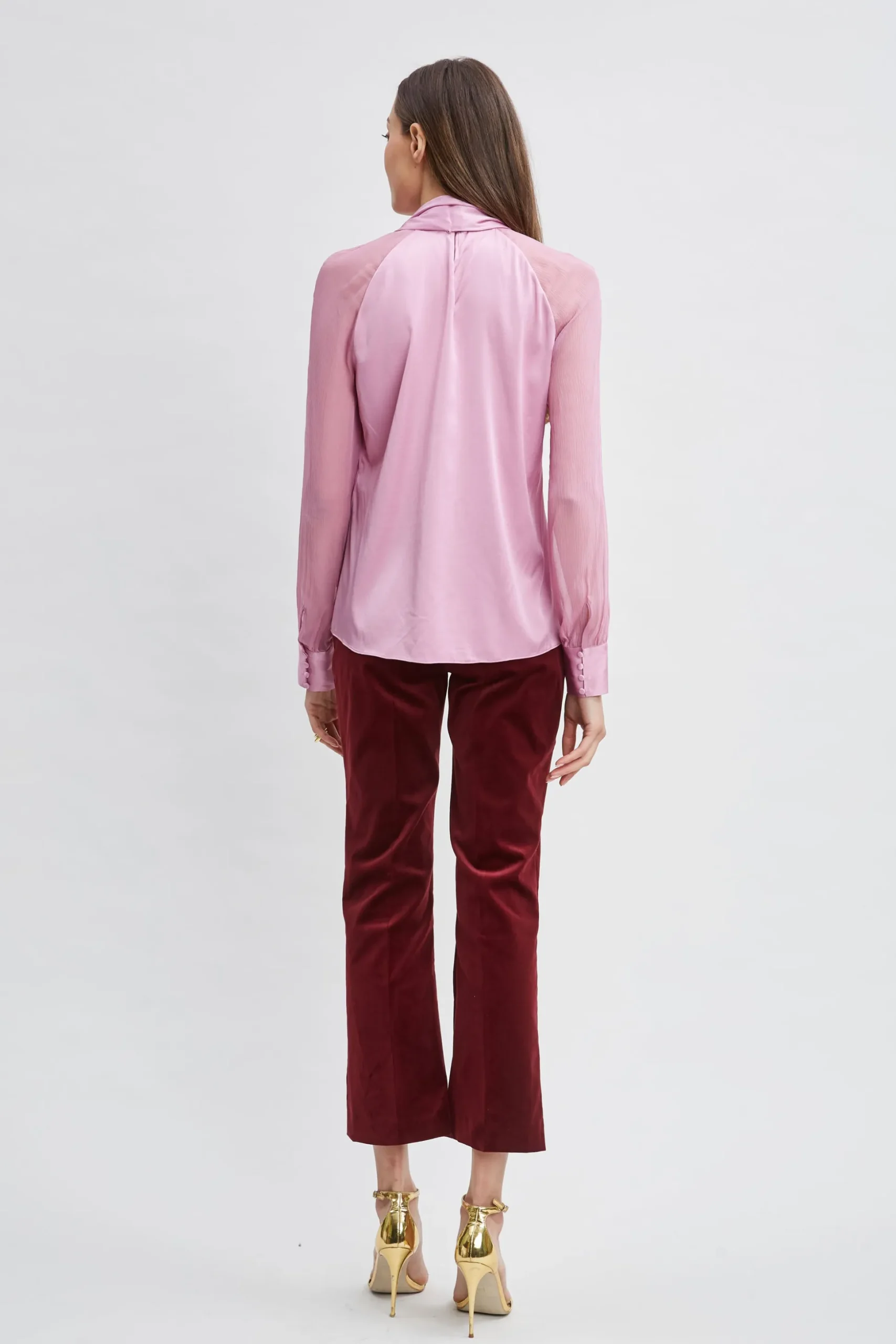 Elie Tahari Tops & Sweaters|Suiting-Silk Chiffon Sleeve Tie Shirt CRYSTALPINK