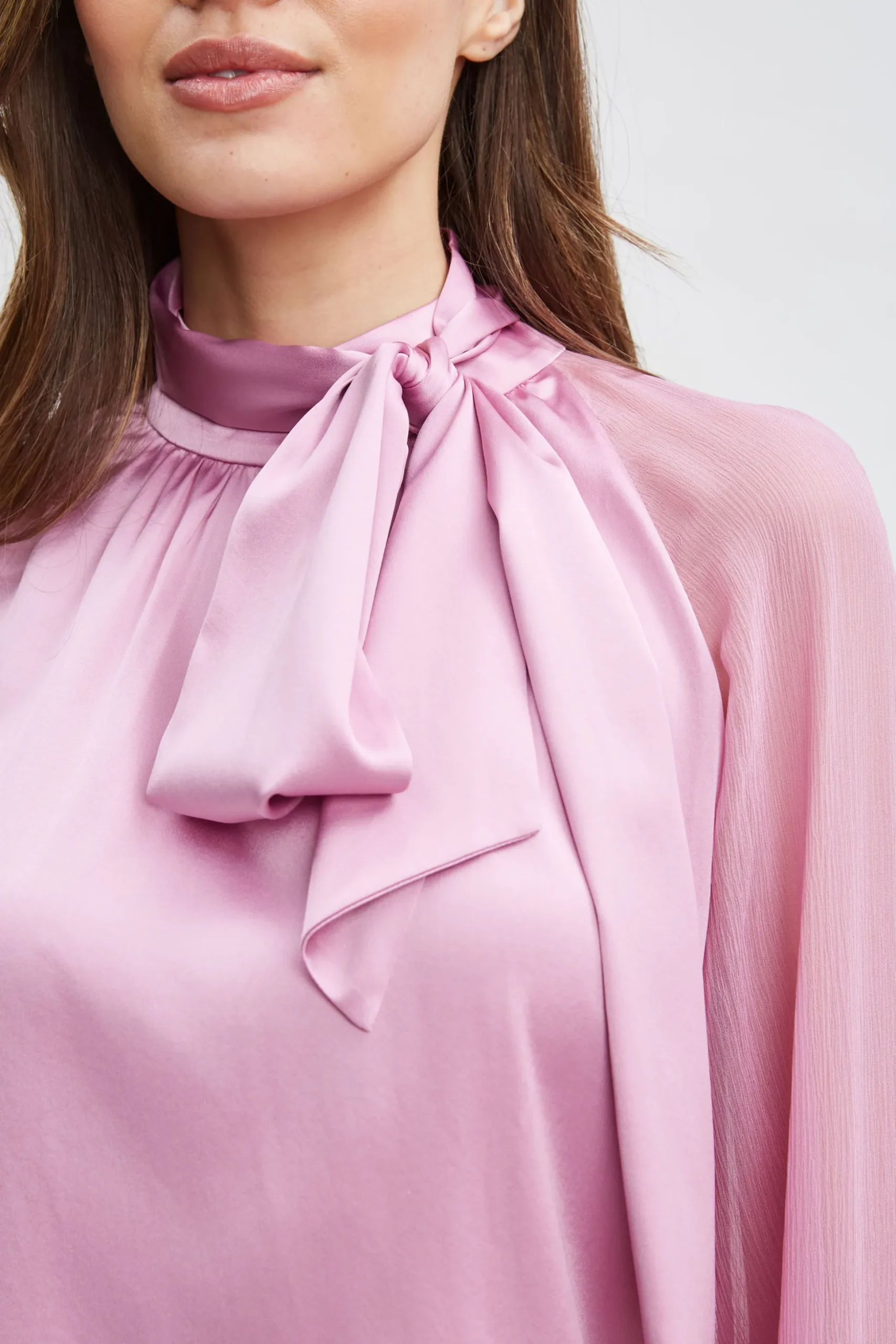 Elie Tahari Tops & Sweaters|Suiting-Silk Chiffon Sleeve Tie Shirt CRYSTALPINK