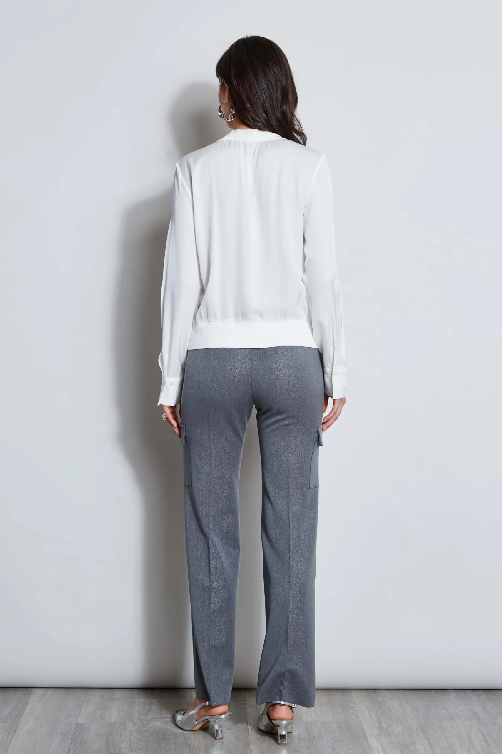 Elie Tahari Tops & Sweaters-Silk Contour Neck Rib Trim Shirt FRESHPEARL