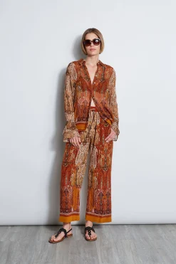 Elie Tahari Tops & Sweaters-Silk Crinkle Chiffon Raj Paisley Shirt MULTI