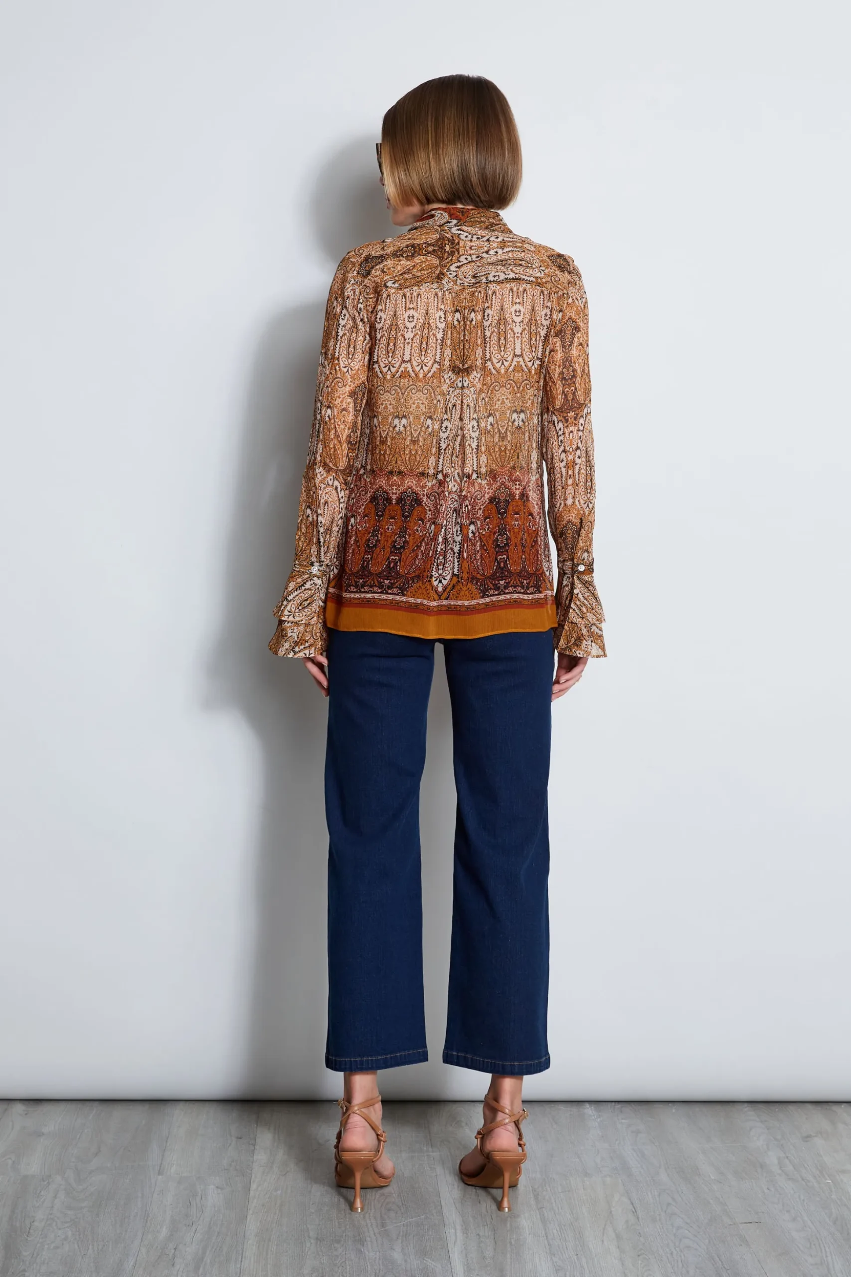 Elie Tahari Tops & Sweaters-Silk Crinkle Chiffon Raj Paisley Shirt MULTI