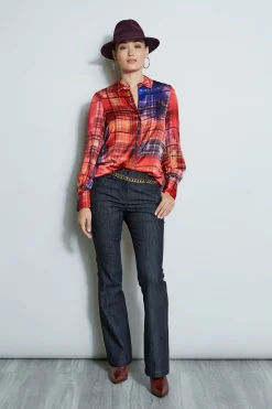 Elie Tahari Tops & Sweaters-Silk Digital Plaid Shirt MULTI