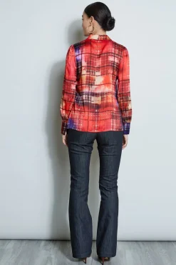 Elie Tahari Tops & Sweaters-Silk Digital Plaid Shirt MULTI
