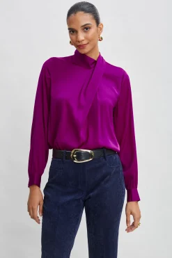 Elie Tahari Tops & Sweaters-Silk Draped Neck Shirt PALACEPINK