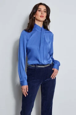 Elie Tahari Tops & Sweaters-Silk Draped Neck Shirt PARISBLUE